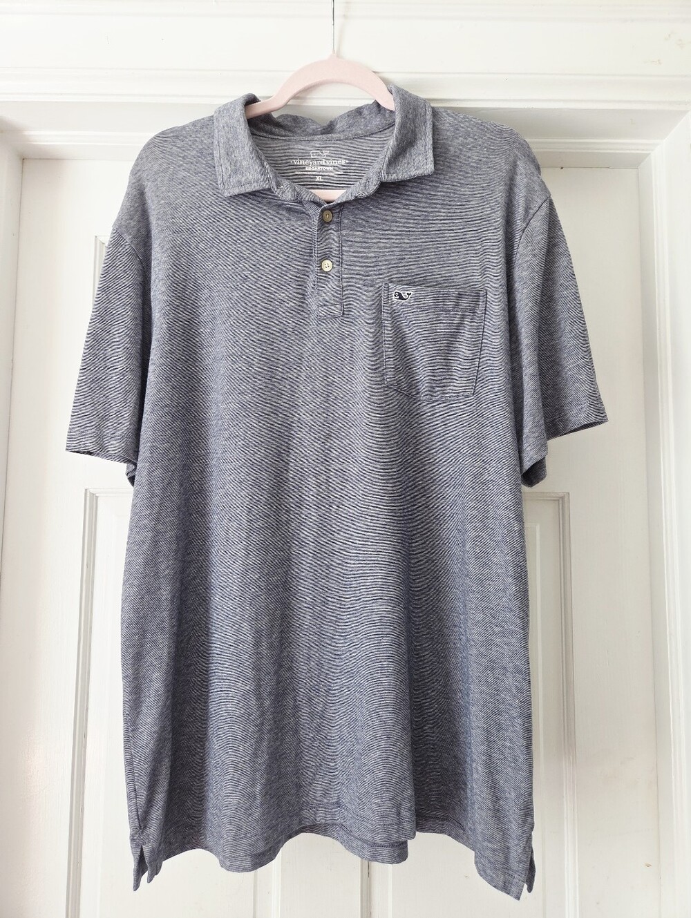 Vineyard Vines Men's XL Edgartown Heathered Blue Polo Shirt Classic Fit